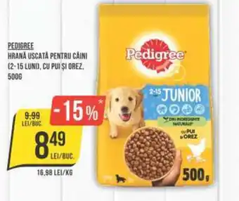 Mega Image PEDIGREE HRANĂ USCATĂ PENTRU CÂINI (2-15 LUNI), CU PUI ȘI OREZ.500G Ofertă