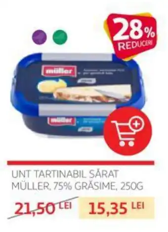 Auchan UNT TARTINABIL SĂRAT MÜLLER, 75% GRĂSIME, 250G Ofertă