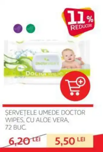 Auchan ȘERVEȚELE UMEDE DOCTOR WIPES, CU ALOE VERA, 72 BUC. Ofertă