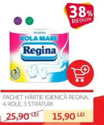 Auchan PACHET HÂRTIE IGIENICĂ REGINA, 4 ROLE, 3 STRATURI Ofertă