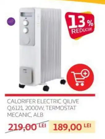 Auchan CALORIFER ELECTRIC QILIVE Q6121, 2000W, TERMOSTAT MECANIC, ALB Ofertă