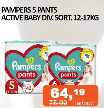 Unicarm PAMPERS 5 PANTS ACTIVE BABY DIV. SORT. 12-17KG Ofertă