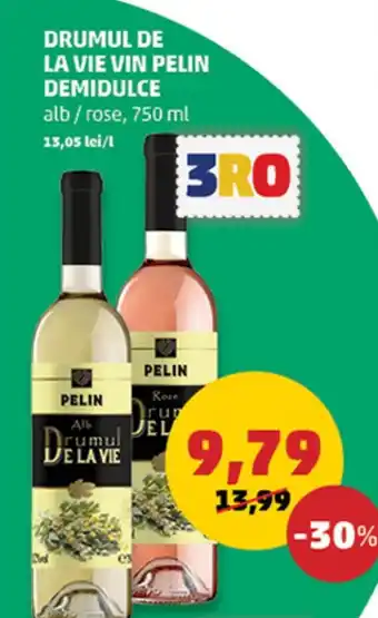 Penny DRUMUL DE LA VIE VIN PELIN DEMIDULCE 750 ml Ofertă