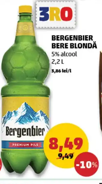 Penny BERGENBIER BERE BLONDĂ 5% alcool 2.2 L Ofertă