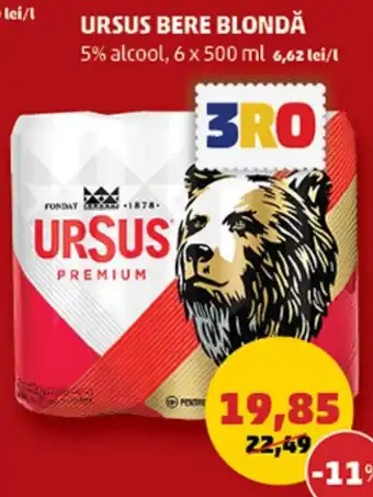 Penny URSUS BERE BLONDĂ 5% alcool, 6 x 500 ml Ofertă