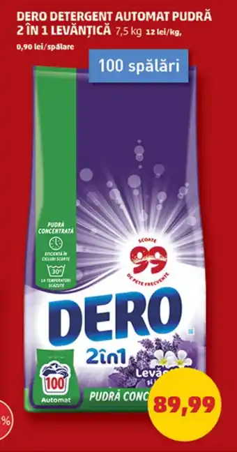 Penny DERO DETERGENT AUTOMAT PUDRĂ 2 ÎN 1 LEVĂNȚICĂ 7,5 kg Ofertă