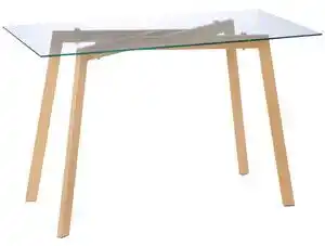 Favi Masa de sufragerie dreptunghiulara homcom pentru max 4 persoane, otel cu blat din sticla securizata, 120x60x76cm | aosom ro Ofertă