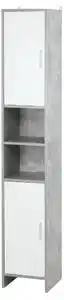 Favi Dulap baie cu economisire de spatiu cu 2 dulapioare si 2 compartimente deschise, din pal, efect ciment, gri-alb 30x30x180cm k Ofertă