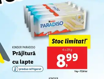 Lidl KINDER PARADISO Prăjitură cu lapte Ofertă