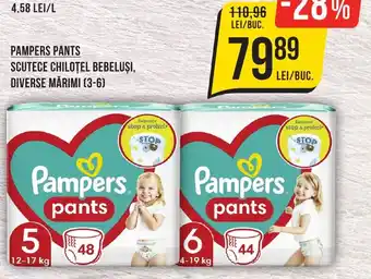 Mega Image PAMPERS PANTS SCUTECE CHILOŢEL BEBELUȘI, DIVERSE MĂRIMI (3-6) Ofertă