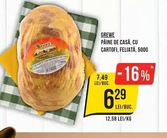 Mega Image GREWE PÂINE DE CASĂ, CU CARTOFI, FELIATĂ, 500G Ofertă