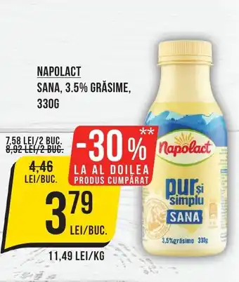 Mega Image NAPOLACT SANA, 3.5% GRĂSIME, 330G Ofertă