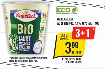Mega Image NAPOLACT BIO IAURT CREMOS, 4.5% GRĂSIME, 140G Ofertă