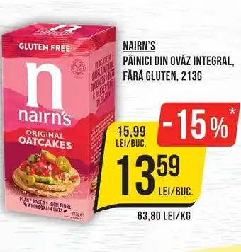 Mega Image NAIRN'S PÂINICI DIN OVĂZ INTEGRAL, FĂRĂ GLUTEN, 213G Ofertă