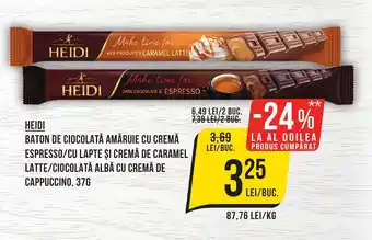 Mega Image HEIDI BATON DE CIOCOLATĂ AMĂRUIE CU CREMĂ ESPRESSO Ofertă