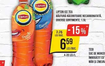 Mega Image LIPTON ICE TEA BĂUTURĂ RĂCORITOARE NECARBONATATĂ, DIVERSE SORTIMENTE, 1.5L Ofertă