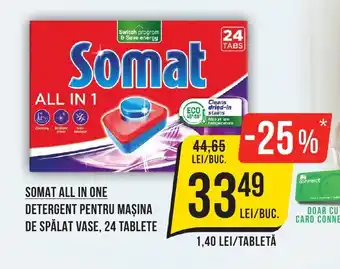 SOMAT ALL IN ONE DETERGENT PENTRU MAŞINA DE SPĂLAT VASE, 24 TABLETE