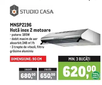 MNSP2196 Hotă inox 2 motoare