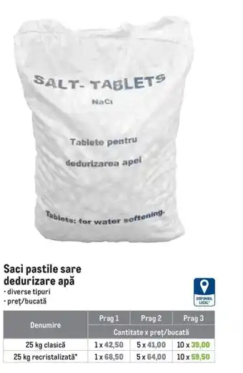 Saci pastile sare dedurizare apă