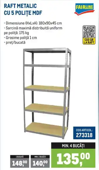 Metro RAFT METALIC CU 5 POLITE MDF Ofertă