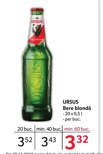 Selgros URSUS Bere blondă Ofertă