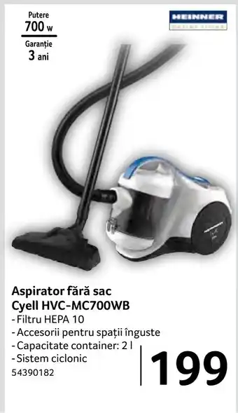 Selgros Aspirator fără sac Cyell HVC-MC700WB Ofertă