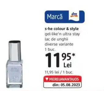 DM S-he colour & style gel-like'n ultra stay lac de unghii Ofertă