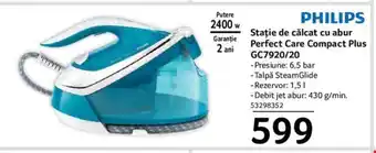 Selgros Stație de călcat cu abur Perfect Care Compact Plus GC7920/20 Ofertă