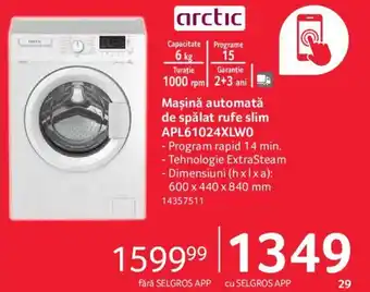Selgros Maşină automată de spălat rufe slim APL61024XLWO Ofertă