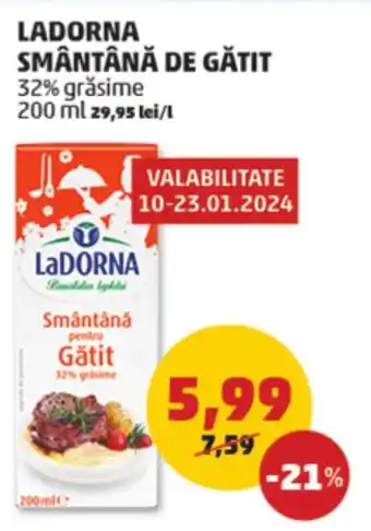 Penny LADORNA SMÂNTÂNĂ DE GĂTIT 32% grăsime Ofertă