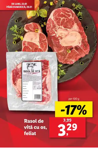 Rasol de vită cu os, feliat