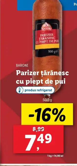 Lidl BARONI Parizer ţărănesc cu piept de pui Ofertă