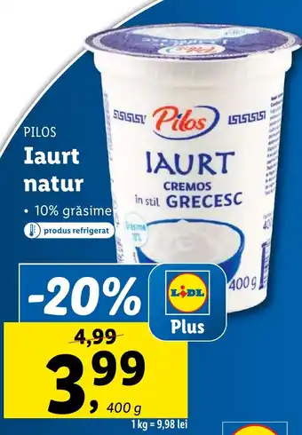Lidl PILOS Iaurt natur Ofertă
