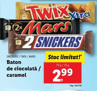 Lidl SNICKERS /TWIX / MARS Baton de ciocolată / caramel Ofertă
