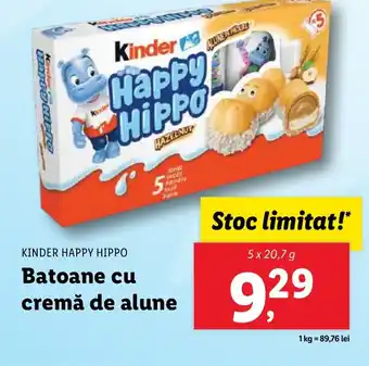 Lidl KINDER HAPPY HIPPO Batoane cu cremă de alune Ofertă