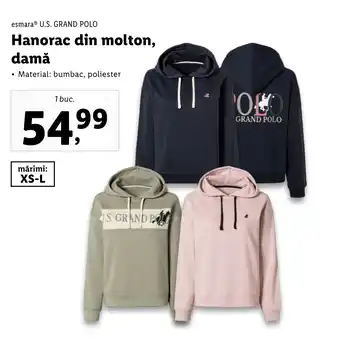 Lidl Esmara U.S. GRAND POLO Hanorac din molton, damă Ofertă
