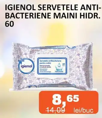 Unicarm IGIENOL SERVETELE ANTI-BACTERIENE MAINI HIDR. 60 Ofertă