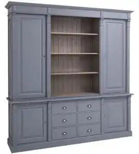 Favi Vitrina 2 usi pline, spatiu central deschis cu rafturi, sup cu finisaj dublu color Ofertă