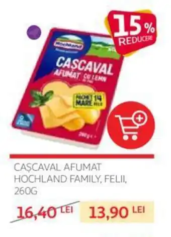 Auchan CAŞCAVAL AFUMAT HOCHLAND FAMILY, FELII, 260G Ofertă