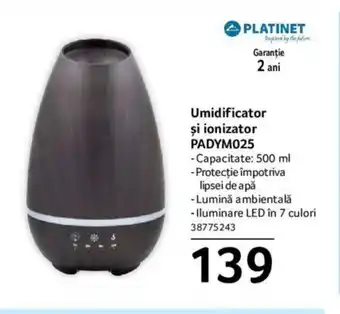 Selgros Umidificator şi ionizator PADYM025 Ofertă