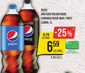 Mega Image PEPSI BĂUTURĂ RĂCORITOARE CARBOGAZOASĂ/MAX/TWIST LEMON, 2L Ofertă