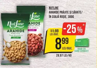 Mega Image NUTLINE ARAHIDE PRĂJITE ȘI SĂRATE/ ÎN COAJĂ ROȘIE, 300G Ofertă
