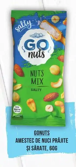 Mega Image GONUTS AMESTEC DE NUCI PRĂJITE ȘI SĂRATE, 60G Ofertă
