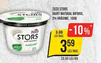 Mega Image ZUZU STORS IAURT NATURAL BIFIDUS, 2% GRĂSIME, 150G Ofertă