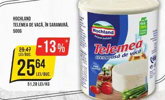 HOCHLAND TELEMEA DE VACĂ, ÎN SARAMURĂ, 500G