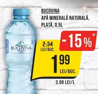 Mega Image BUCOVINA APĂ MINERALĂ NATURALĂ, PLATĂ, 0.5L Ofertă