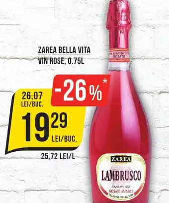 Mega Image ZAREA BELLA VITA VIN ROSE, 0.75L Ofertă