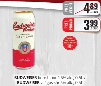 CBA BUDWEISER bere blondă 5% alc., 0.5L Ofertă