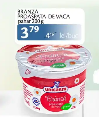 Unicarm BRANZA PROASPATA DE VACA pahar 200 g Ofertă