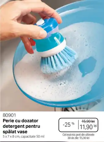 Perie cu dozator detergent pentru spălat vase